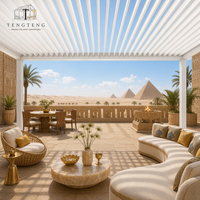 Pergola extérieure motorisée de luxe en aluminium imperméable avec structure thermolaquée pour extérieur, cour, balcon et jardin