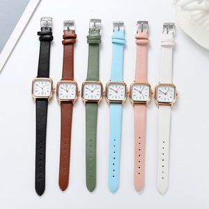 Montre-bracelet à quartz de luxe pour femme, style rétro simple, petit cadran carré, bracelet en <span class=keywords><strong>cuir</strong></span>, vente en gros, Reloj Mujer - Product Image 2
