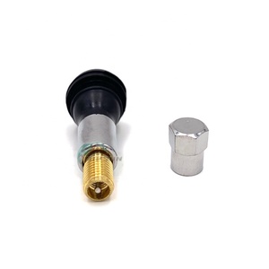 Piezas de llanta de rueda de coche, accesorios TR413C, válvula de neumático a presión de cromo TR413C con vástago de válvula de aluminio - Product Image 1