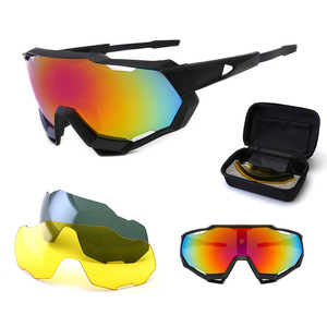 Cycling Glasses <b>Set</b> With Replacement Lenses UV400 Protection Windproof Sports Eyewear Outdoor Use PCTAC Lens <b>PC</b> Frame - Product Image 1