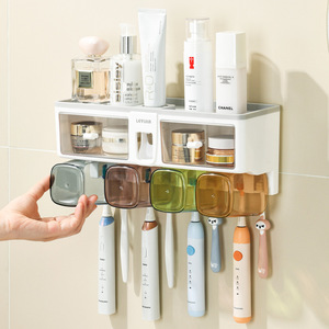 Leyuia Wall Mounted Toothbrush Holder With Cup Storage Rack For Bathroom Space Saving Suction Cup Mounting - Product Image 4