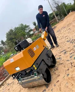 China widely used gasoline diesel engine road roller portable baby hand tandem road roller compactor for asphalt road