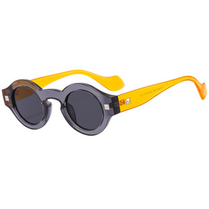 2026 Vintage Rivets Small Round Sunglasses Women Men Metal Hinge Glasses Thick <strong>Frame</strong> <strong>Grey</strong> Transparent Anti Blue Light Eyewear - Product Image 5
