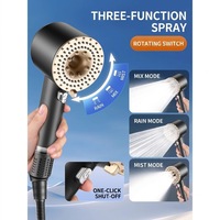 Pommeau de Douche Double Turbine avec Filtre Pressurisé 3 Fonctions, Douchette Portable pour Accessoires de Robinet de Salle de Bain