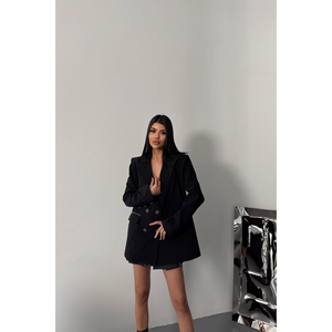 Veste en cuir de mouton réversible pour femmes, design élégant, boutons noirs, tissu extensible teinté, pour le printemps, l'automne et l'hiver - Product Image 3