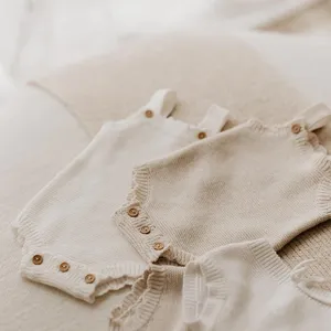 Manufacturers 2024 New Design Custom Newborn Babi Summer 100% Organic Cotton Knitted Baby Romper