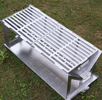 Poêle à bois de camping extérieur en acier inoxydable Portable BBQ Grill Type de carte Pliant Poêle à bois Taille moyenne