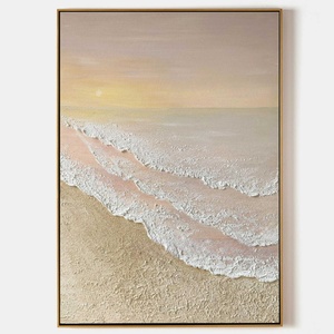 Peinture murale 3D de vagues de mer et de sable au coucher du soleil, texture de plage ondulée, toile artistique, peinture estivale, cadeau de pendaison de crémaillère - Product Image 6
