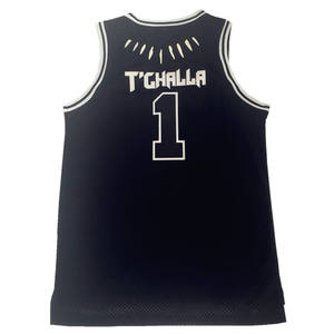 Maglia <span class=keywords><strong>da</strong></span> basket <span class=keywords><strong>da</strong></span> uomo film retrò pantera nera Wakanda T'Challa taglia uniforme Plus colore nero tecnico stampato traspirante - Product Image 1