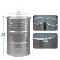 Baril en acier inoxydable 200L argenté personnalisé durable avec tête fermée de bonne qualité Fûts en acier de 55 gallons et 1.0mm d'épaisseur