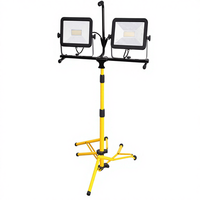 Lampe de travail LED à brancher avec support, 14000 lumens, 110V/220-240V, 2 têtes réglables, projecteurs extérieurs