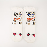 Chaussettes de sol transparentes à motif mignon pour femmes, taille unique, avec logo sur le revers, chaudes pour le printemps, antidérapantes, pour intérieur