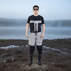 Cuissard de pêche et de chasse 100% imperméable, montant jusqu'au poitrine, avec bottes intégrées, en vente - Product Image 1