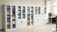 Archivador Metálico Desmontable al por Mayor para Fabricantes, Gabinete de Almacenamiento de Oficina con Puerta de Vidrio y Cerradura para Escuelas y Empresas