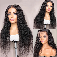 Perruques frontales Deep Wave 30 pouces, Densité 250%, Bouclées, Ondulées effet mouillé, Pré-épilées, Brun clair, HD, Sans mélange synthétique, Sans nœuds, Sans perte de cheveux