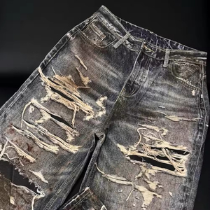 Fabricante de Jeans Anchos de Estilo Vintage Desgastado al por Mayor, Tallas Grandes, Estilo Urbano - Product Image 3