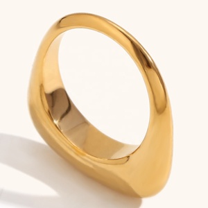 Dingran Roestvrijstalen Vergulde Rechthoekige Ringen Minimalistisch Modeontwerp Met Aanslagvrije Trendy Stijl - Product Image 6