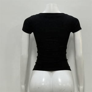 OEM/ODM Women Vintage Tees Y2k Short Sleeve V-neck Goth <strong>Tops</strong> <strong>Emo</strong> Streetwear Women t Shirt - Product Image 3