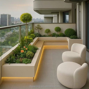 H031 Jardinière rectangulaire en métal pour extérieur, bac à fleurs en acier inoxydable avec éclairage LED pour la décoration de jardin et de chemin - Product Image 2