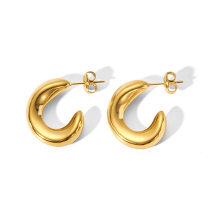 Pendientes de aro gruesos Pendientes de acero inoxidable Joyería chapada en oro de 18K Tendencia de mujer <span class=keywords><strong>2023</strong></span> - Product Image 6