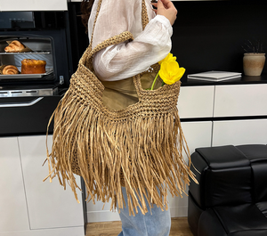 <span class=keywords><strong>Bolso</strong></span> de mano de <span class=keywords><strong>ganchillo</strong></span> con flecos, <span class=keywords><strong>bolso</strong></span> de hombro tejido para playa, <span class=keywords><strong>bolso</strong></span> bohemio de gran capacidad, un regalo para novia - Product Image 4