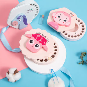 Personnalisé bois artisanat souvenir bébé <span class=keywords><strong>dent</strong></span> Macaron boîte <span class=keywords><strong>de</strong></span> rangement support dents économiseur dessin animé Animal cadre boîtes pour enfants garçons filles - Product Image 5