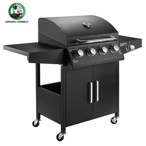Hot Selling In 2023 Portability Indoor Outdoor 4+1 Stainless Natural Lpg Gas Bbq Grill Customizable Logo