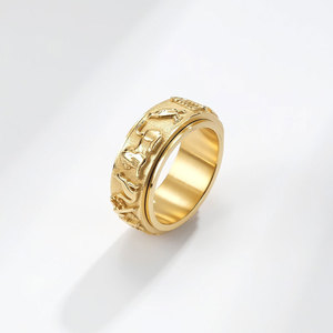 Bague pour homme en acier inoxydable plaqué or 14k 18k, style vintage, durable, avec symbole égyptien ancien et rotation - Product Image 4