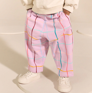 Nouveautés en gros : Pantalon ample à jambes larges en sergé 100 % coton pour fille, motif rayé - Product Image 1