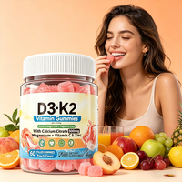 Gomitas con Centro Relleno de Vitamina D3 K2 de Marca Privada, Sin Azúcar, Suplemento de Vitamina D3 K2, Favorece la Salud de Huesos y Músculos, Sin Gluten, Vegano