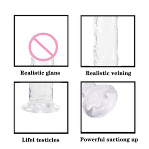 Dildo trasparente realistico economico con ventosa e senza palline Dildo para mulheres - Product Image 5