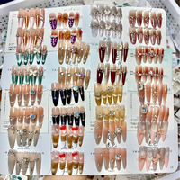 Uñas Acrílicas Hechas a Mano al por Mayor, 10 Piezas, Uñas Acrílicas Cortas y Cuadradas, Pintadas a Mano, Reutilizables, de Alta Calidad, Uñas Postizas