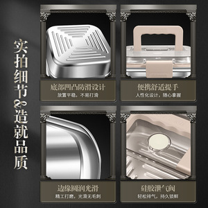 304 Stainless Steel Food Storage <b>Container</b> Rectangle Clip-on Lid Portable Lunch <b>Box</b> Travel Kitchen Refrigerator Use - Product Image 5