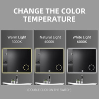 Miroirs intelligents modernes à LED grossissants, ronds et rectangulaires, avec interrupteur tactile et éclairage pour hôtel