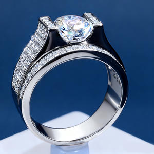 Anello A155 in Oro Bianco con Diamanti, Fede Nuziale da Donna con Diamanti Naturali Taglio Brillante Rotondo Colore G e Pietre Laterali, Fascia Eternity Completa - Product Image 3