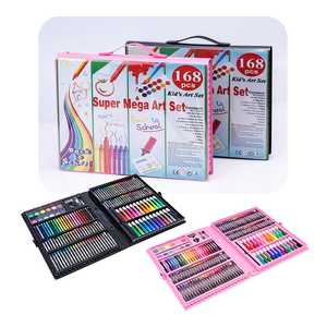 168 adet toksik olmayan suluboya kalem seti çizim sanat kırtasiye boyama okul boyama ahşap kutu seti çocuklar için - Product Image 3