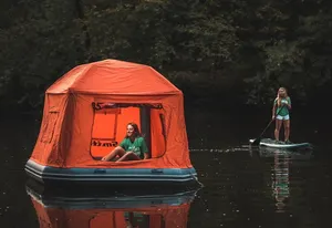 Barco de Camping shoal balsa de pesca tienda flotante inflable en el agua