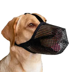 カスタムアンチバイト吠え噛む調節可能なソフトメッシュペット犬の銃口犬のための通気性のある犬の銃口