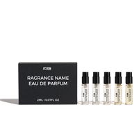 Ensemble de flacons de parfum miniatures élégants en verre, échantillons de 2 ml, 3 ml, 5 ml pour cadeau avec boîte personnalisée