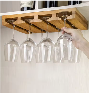 Porte-verres à vin sur pied en bambou, multifonctionnel, classique, non pliable, pour 6 verres à vin - Product Image 2