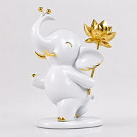 Sculpture d'éléphant blanc en résine personnalisée avec motif de lotus doré, résistante à la corrosion, logo personnalisé pour la décoration d'hôtels, de centres commerciaux et de jardins