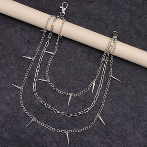 Chaîne de taille géométrique style punk, chaîne de corps multicouche à rivets, mode hip-hop pour hommes et femmes, usage quotidien, alliage de zinc - Product Image 3
