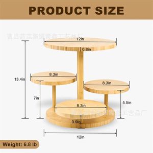 Wooden Multi Tier Cake Stand <b>Round</b> Display Tray For Birthday Party Dessert Serving 3 Tier - Product Image 4