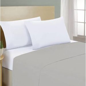 Sábana Plana 200x300cm 100% Algodón Gris Para Cama Francesa - Product Image 1