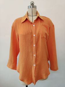 Spot New Shirt tinta unita ampio Top a maniche lunghe con risvolto da <span class=keywords><strong>donna</strong></span> abbigliamento da <span class=keywords><strong>donna</strong></span> camicetta <span class=keywords><strong>camicia</strong></span> da <span class=keywords><strong>donna</strong></span> - Product Image 6