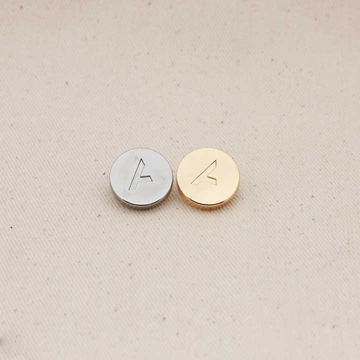 High End Custom Rose Gold Button Metal Logo Engraved for Women Clothing ...