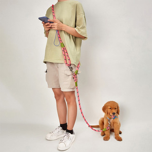 Laisse de chien en nylon réfléchissante mains libres pour courir Hundeleine Laisse de chien avec rubans décoratifs pour l'entraînement et l'exercice - Product Image 4