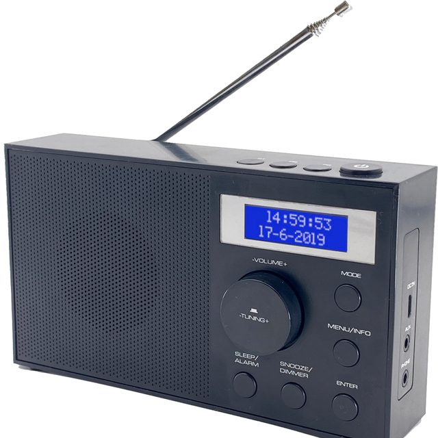 DAB DAB+ PLL FM Internet Radio Compact Design Preset Station 2 Lines Backlit LCD Display Battery Powered 6.7x3.7x1.5 Inch