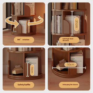 Librería Giratoria Moderna de Madera para Sala de Estar con Armarios y Gabinetes para Estudiantes y Niños, Uso Escolar y Doméstico - Product Image 4