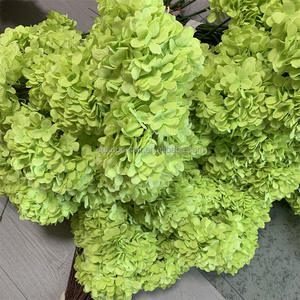 B-696 Compre al por Mayor Flores de Hortensia de Seda Verde para Decoración del Hogar, Ramas Largas Decorativas de Hortensia, Flores Artificiales Individuales Grandes - Product Image 4